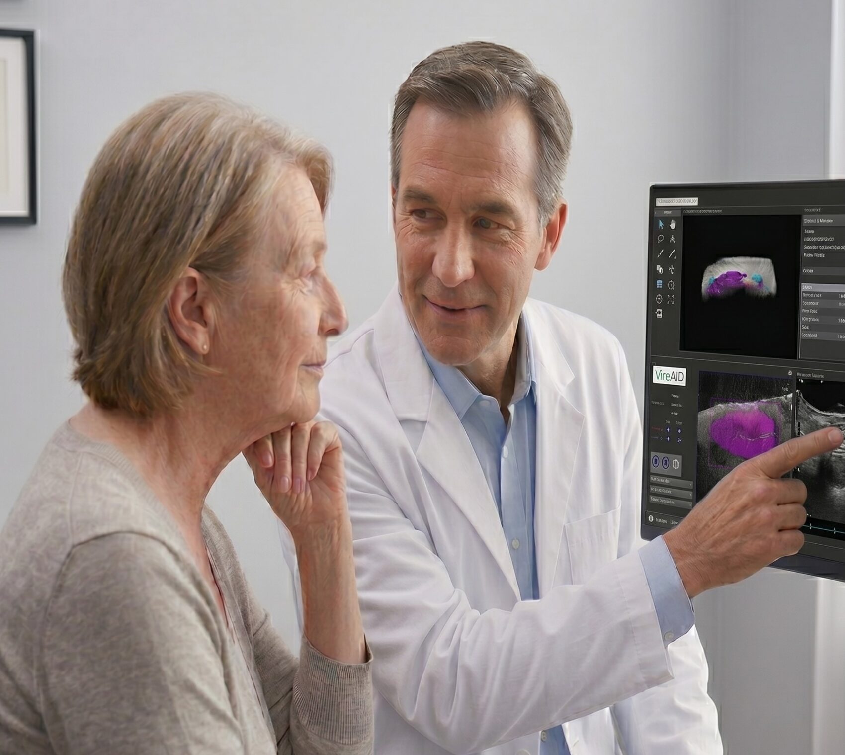 Doctor explaining OCT scan image to patient